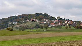 Die Ortschaft Schlossberg am Schlossberg.